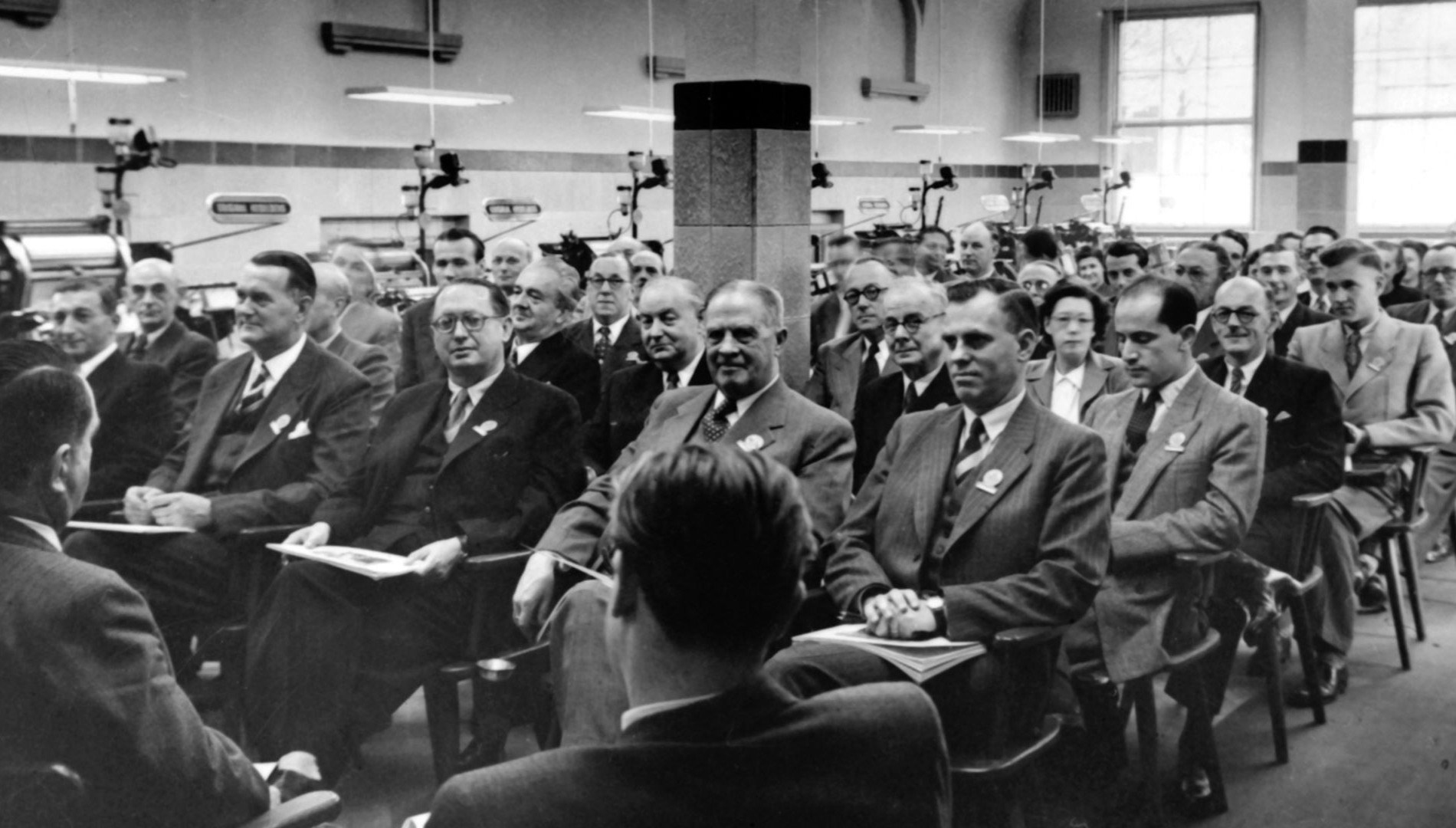 A training of sales representatives in the Print Media Center, ca. 1950