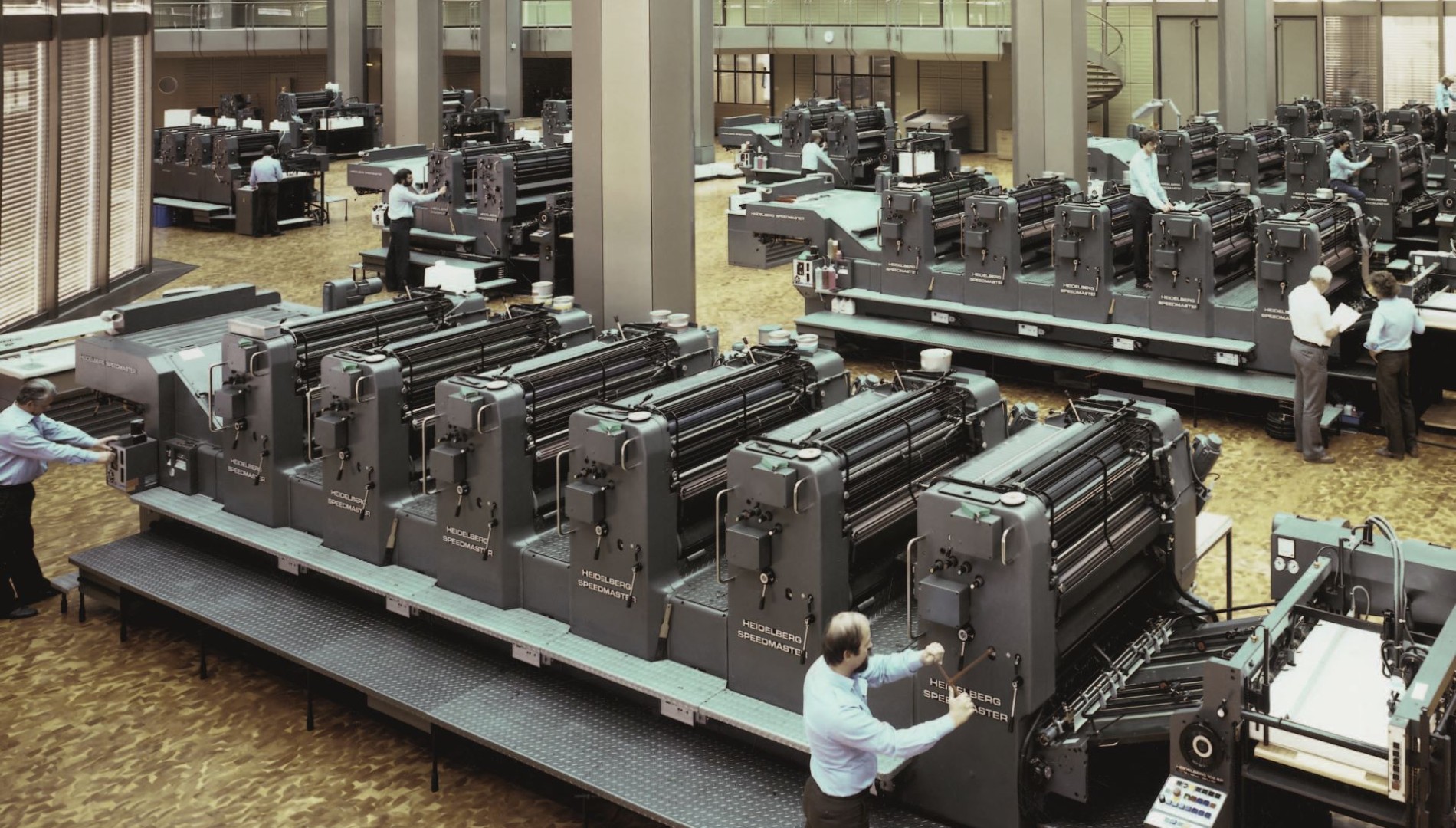 Bird's view of the showroom of HEIDELBERG in 1982